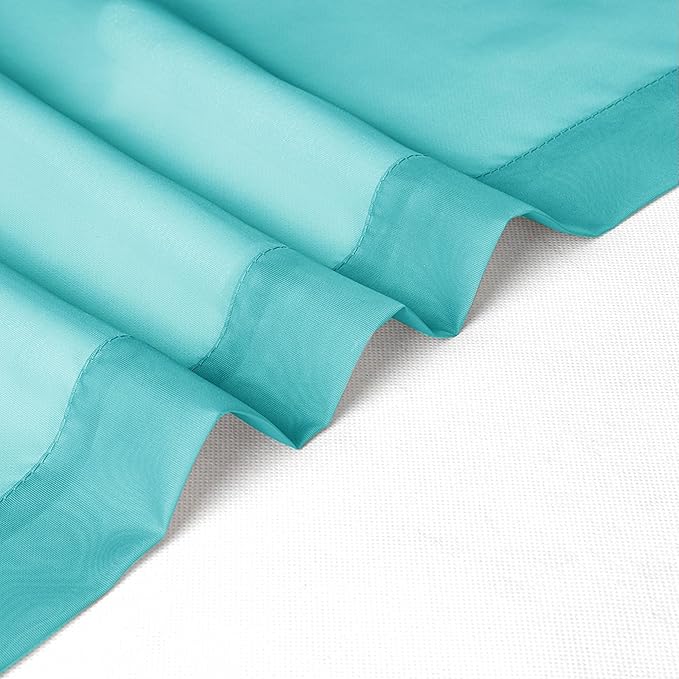 Chyhomenyc Turquoise Sheer Curtains 84 Inch Length 2 Panels, Light Filtering Soft Airy Voile Rod Pocket Teal Sheer Window Drapes for Bedroom Living Room, Each 42Wx84L Inches