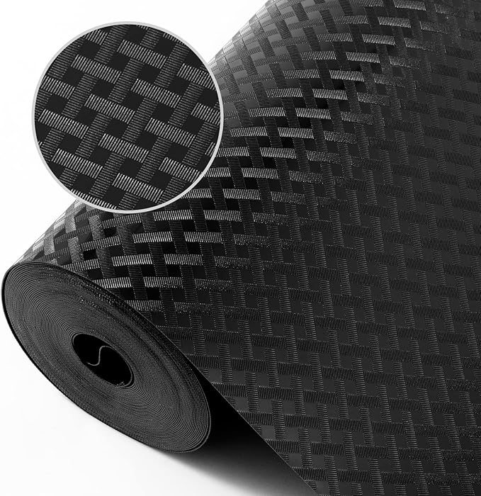 Shelf Liners for Kitchen Cabinets Refrigerator Liners Waterproof & Oil-Proof Kitchen Cupboard Liner Non-Slip Drawer Mats EVA Material Non Adhesive Fridge Liner for Shelves - Black 23.6 x 78.7 Inches
