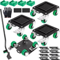 Furniture Movers with 4 Wheels,Heavy Duty Furniture Lift Mover Tool Set with 2000 lbs Load Capacity, Easy Sliders Dolly with Removable Side Guards&Brake, for Moving Appliance,Sofa etc