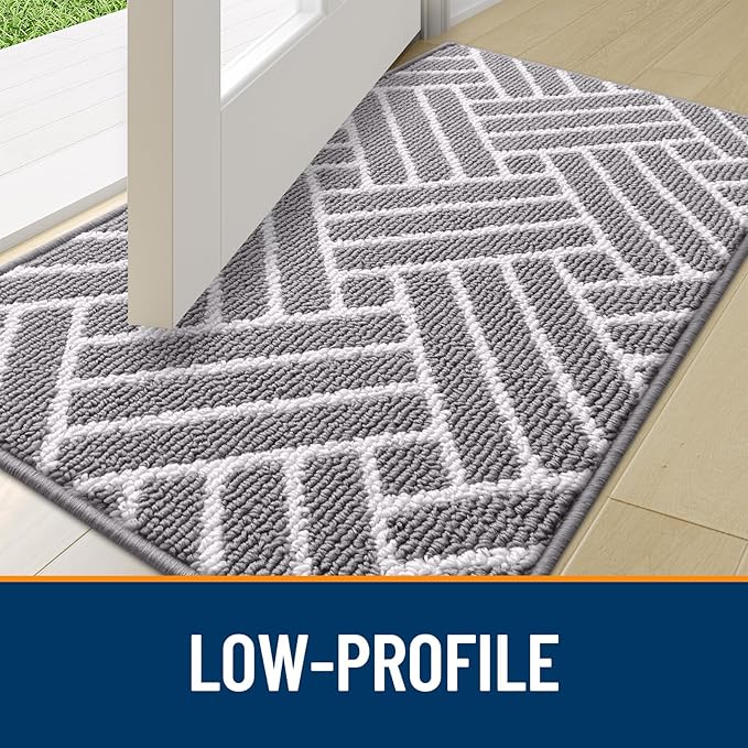 OLANLY Large Indoor Door Mat, 59x35 Inch, Dirt Resistant and Absorbent, Non-Slip Rubber Backing Floor Mats, Easy Clean Low-Profile Doormat for Entryway, Front Door, and Inside Entrance, Grey