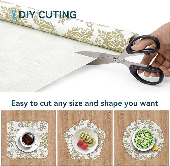 Shelf Liner 18" W x 96" L Cabinet Liners Non Adhesive, Drawer Liners Non Slip Kitchen Mat Waterproof Oil-Proof for Kitchen Cabinet, Shelves, Refrigerator, Storage, Easy to Trim