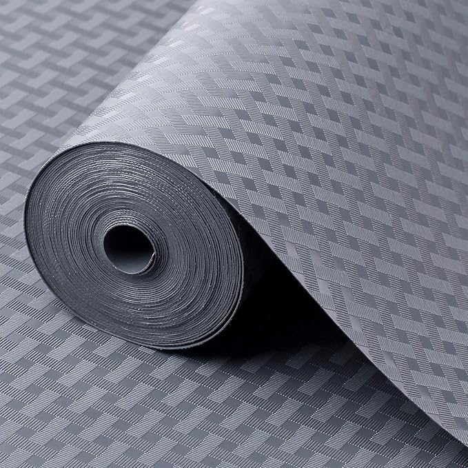 Shelf Liners for Kitchen Cabinets Refrigerator Liners Waterproof Oil-Proof Kitchen Cupboard Liner Durable Drawer Mats EVA Material Non Adhesive Fridge Liner for Shelves (23.6 x 236.2 inches, Gray)