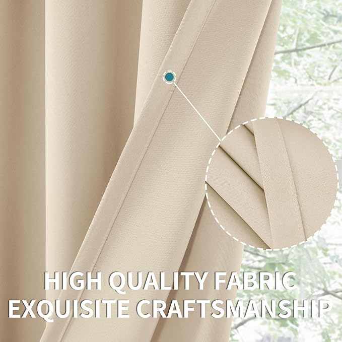 BGment Short Blackout Curtains 40 Inches Length - Rod Pocket Room Darkening Window Drapes for Bedroom Kitchen Bathroom Basement Cafe, Champagne, 2 Panels, 42 x 40 Inch