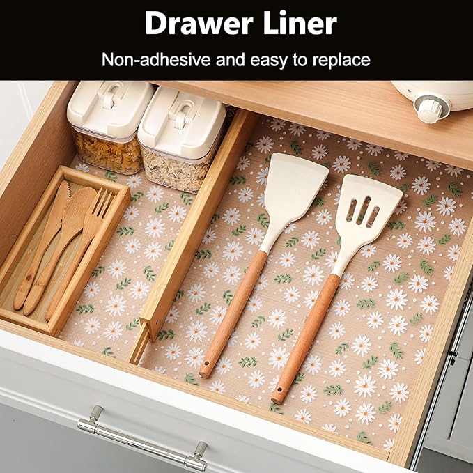 INNOLITES Shelf Liner – Cabinet & Drawer Liner Non-Adhesive – Waterproof Oil-Proof – Durable EVA with Floral for Kitchen Cabinets Refrigerator – BPA-Free, Easy to Cut 11.8" x 236"