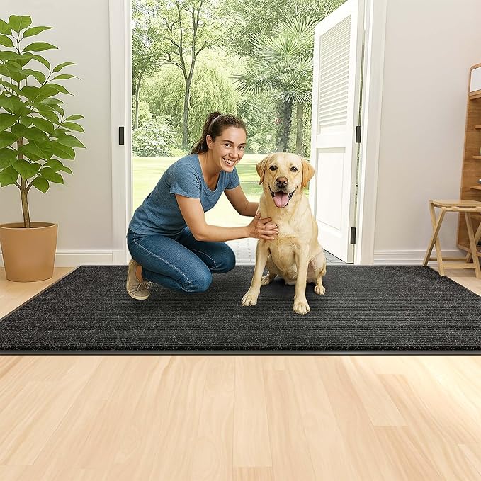 Front Door Mat Indoor Outdoor Entrance, 36" x 72" Dirt Resistant and Absorbent Door Mat, TPR Backing Non-Slip Doormats, Easy to Clean, Low Profile Welcome Floor Mat for Outside Entry