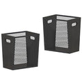 Piskyet Black Office Trash Can for Near Desk,4.5 Gallon Unique Wood Bedroom Garbage Can,Vintage Wastebasket with Handle, Decorative Trash Can for Home Office,2pack 10.8" L x 7.8" W x 11.8" H