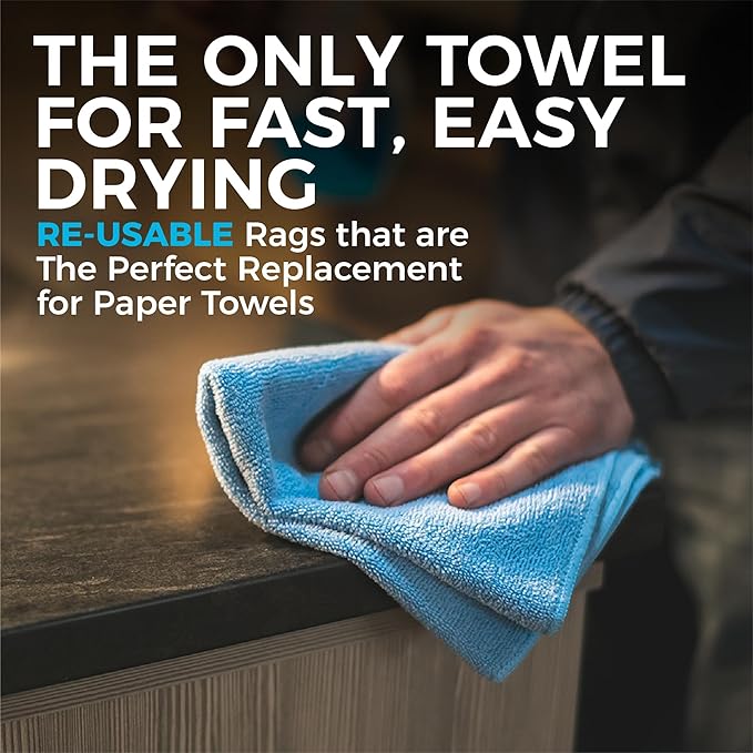 The Rag Company - All-Purpose Microfiber Terry Cleaning Towels - Commercial Grade, Highly Absorbent, Lint-Free, Streak-Free, Kitchens, Bathrooms, Offices, 300gsm, 14in x 14in, Yellow (12-Pack)