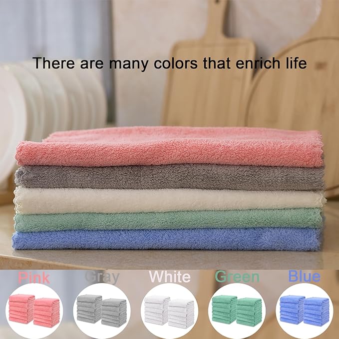 kimteny Kitchen Cloth Dish Towels, 13x28 Inches Premium Dishcloths, Super Absorbent Coral Velvet Microfiber Cleaning Cloths, Fast Drying Rags for Washing Dishes (13x28-8 Pack, Grey)