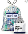 Plasticplace 32-33 Gallon Recycling Bags │ 0.9 Mil │ Clear Drawstring Garbage Can Liners │ 33" x 38" (100 Count)