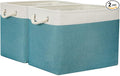 Temary Fabric Baskets Storage Baskets for Organizing 2 Pcs Decorative Baskets for Gifts Empty Collapsible Storage Bins for Home Closet(White&Teal,16Lx12Wx12H Inches)