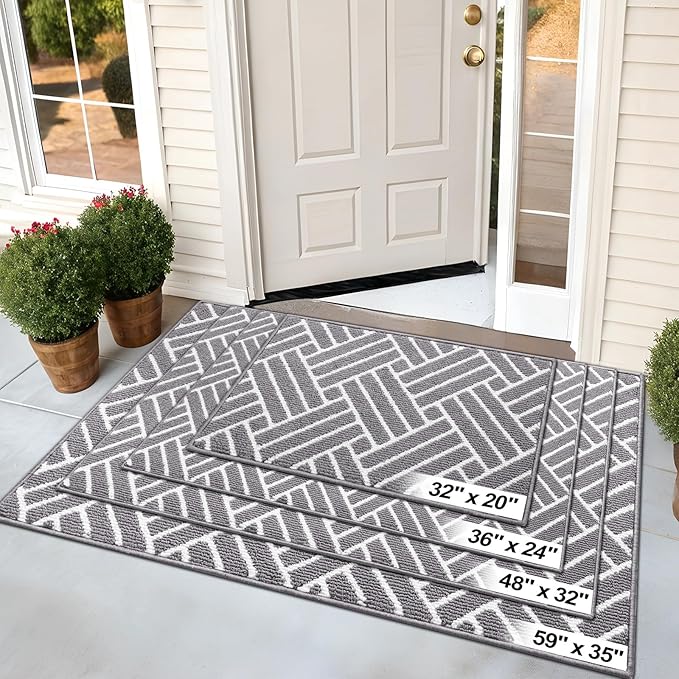 OLANLY Large Indoor Door Mat, 71x47 Inch, Dirt Resistant and Absorbent, Non-Slip Rubber Backing Floor Mats, Easy Clean Low-Profile Doormat for Entryway, Front Door, and Inside Entrance, Grey