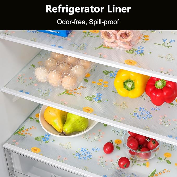 INNOLITES Non-Slip Shelf Liner – Cabinet & Drawer Liner Non-Adhesive – Waterproof Oil-Proof – Durable EVA with Floral for Kitchen Cabinets Refrigerator – BPA-Free, Easy to Cut 23.6" x 360"