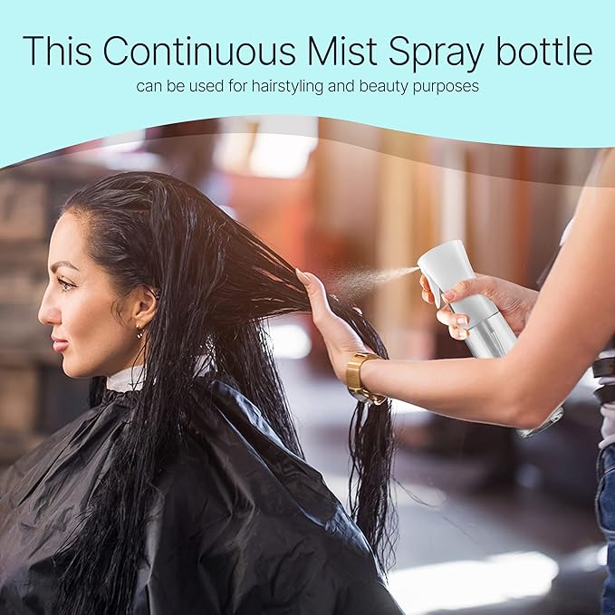 BeautifyBeauties Spray Bottle For Hair – Continuous Mister Spray Bottle for Hairstyling, Cleaning, Plants, Pets, Barbers, Salons, Essential Oil Scents (Clear, 18.6oz/500ml) "11" H x 2.6" L
