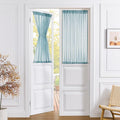Tollpiz Small Sheer Door Curtain Closet Linen Textured Curtain Sheers Doorway Light Filtering Voile French Door Rod Pocket Curtains Patio Door, 25 x 40 inches Long, Dusty Blue, Set of 1 Panel