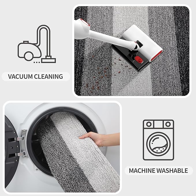 Kitinjoy Indoor Outdoor Door Mat, 36x24 Non-Slip Absorbent Dirt Trapper, Low-Profile Washable Inside Entrance Front Floor Mat, Sturdy Soft Entry Doormats for Entryway, Grey