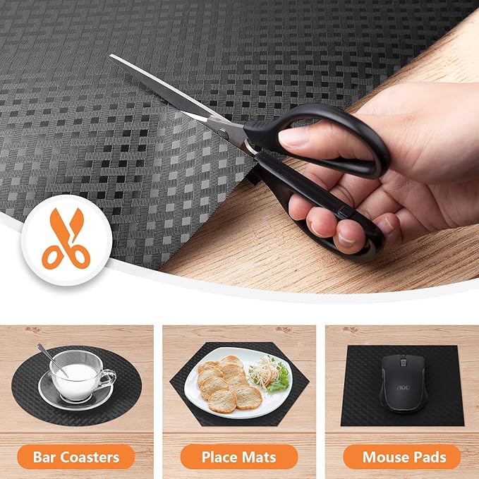 Shelf Liners for Kitchen Cabinets Refrigerator Liners Waterproof & Oil-Proof Kitchen Cupboard Liner Non-Slip Drawer Mats EVA Material Non Adhesive Fridge Liner for Shelves -Black 11.8 x 393.7 Inches