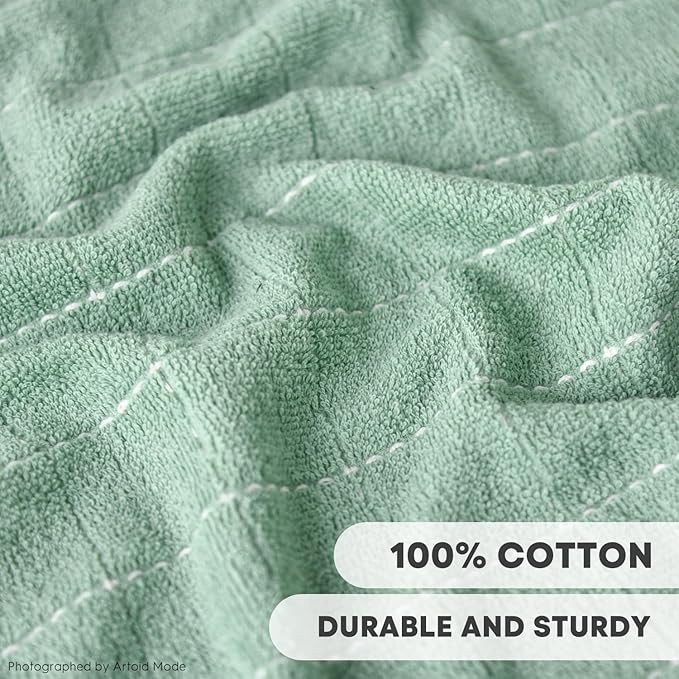 Artoid Mode Checkered Designed Cotton Light Green Terry Kitchen Dish Cloths, 12x12 Inch Soft Absorbent Quick Drying Cleaning Kitchen Rags Set of 6