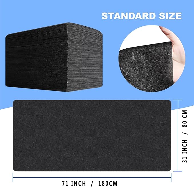 Disposable Bed Sheets 100 Pcs 31" x 71" Massage Table Sheets Non Woven Fabric SPA Bed Cover Breathable for Massage Beauty Tattoos（Black）