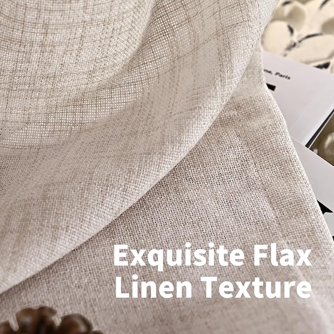 YoungsTex Natural Linen Curtains 72 Inch Length for Living Room Pinch Pleated Light Filtering Textured Window Drapes for Bedroom Home Office Privacy Back Tab, 2 Panels, 40 X 72 Inch