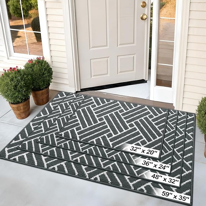 OLANLY Indoor Door Mat, 32x20 Inch, Dirt Resistant and Absorbent, Non-Slip Rubber Backing Floor Mats, Easy Clean Low-Profile Doormat for Entryway, Front Door, and Inside Entrance, Charcoal