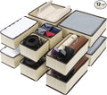Cupic Cupid Drawer Organizer, Dresser Organizers, Foldabe Drawer Organizer Clothes, Closet Organization and Storage Dividers for Socks, Underwear and Diaper, Set of 12, Beige
