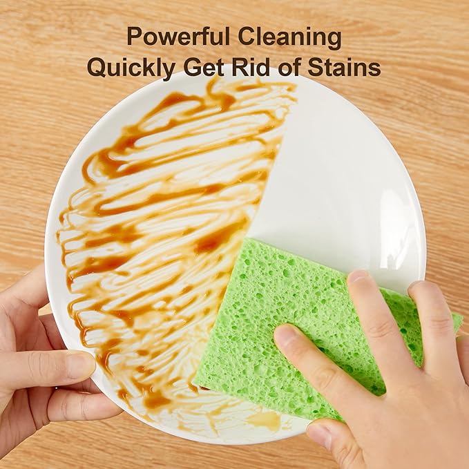 JOYMOOP Dish Sponge Scrubber, Cellulose Sponges Kitchen for Non-Scratch Washing Dishes, Household Cleaning Scrub Natural Sponge, Pack of 12 Colorful Sponges