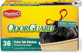 Plastico Extra Tall Kitchen Trash Bags - 18 Gallon, Black, 36 Garbage Bags, Extra Strong, Easy Drawstrings - Odor Guard Control, Unscented, 1.1 Mil Thick Plastic