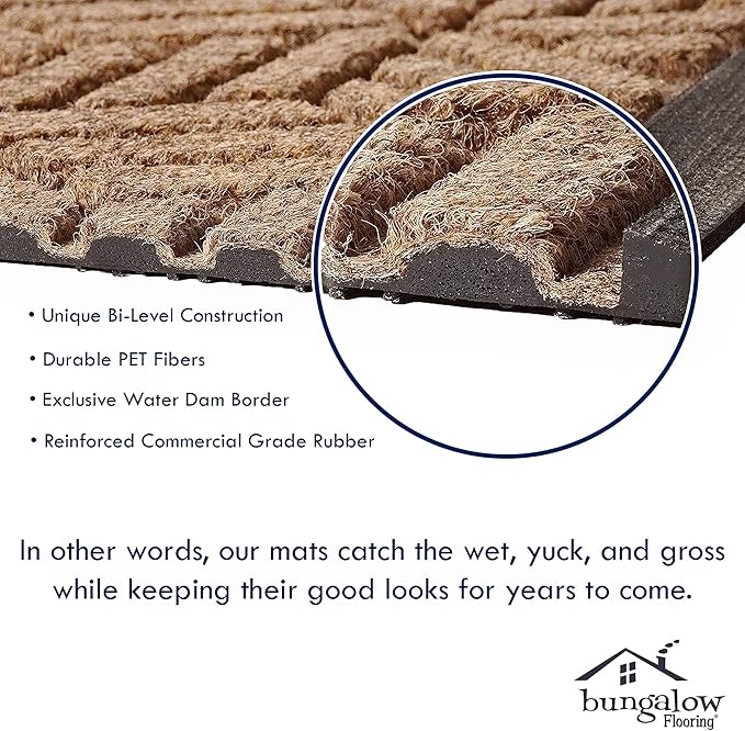 WaterHog Heavy Duty Doorway Mat, 2' x 3', Made in USA, Durable & Skid-Resistant Entryway Mat, Water-Trapping, Indoor/Outdoor Decorative Floor Covering, Cordova Collection, Dark Brown