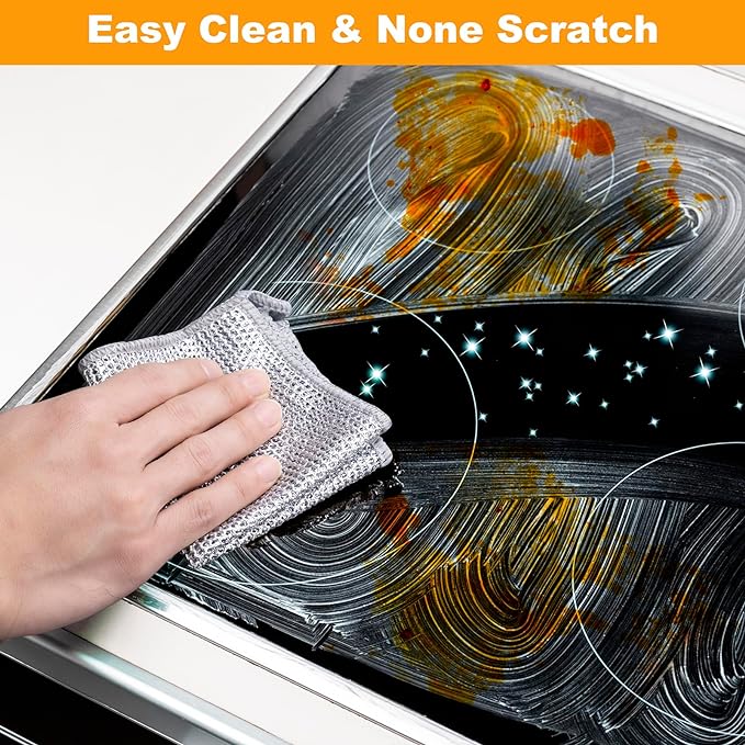 Non Scratch Wire Dishcloth, Multipurpose Wire Dishwashing Rag for Wet and Dry, Multifunctional Dish Rags for Washing Dishes Kitchen Cleaning