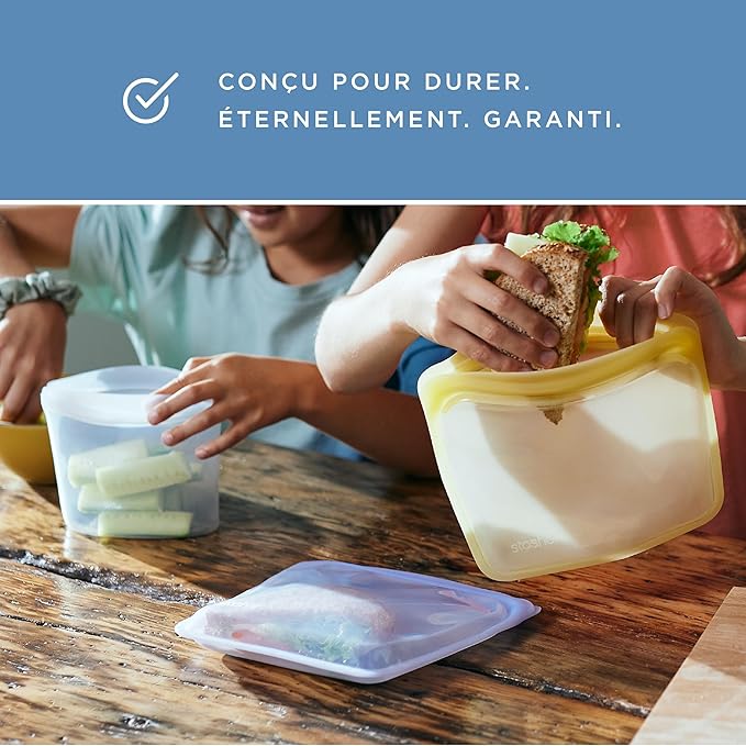 Stasher Premium Silicone Reusable Food Storage Stand-Up Mid Bag, Blue, Microwave, Sous Vide, Dishwasher, Oven and Freezer Safe, BPA Free, Leak-free, Eco-friendly, 56 Oz