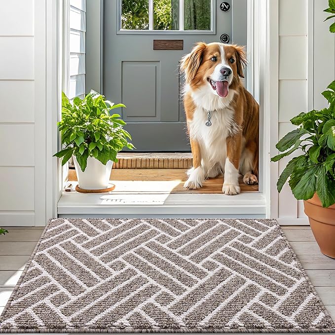 OLANLY Large Indoor Door Mat, 71x47 Inch, Dirt Resistant and Absorbent, Non-Slip Rubber Backing Floor Mats, Easy Clean Low-Profile Doormat for Entryway, Front Door, and Inside Entrance, Khaki