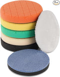 Buffing Polishing Pads, 7Pcs 6.5 Inch 165mm Face for 6Inch 150mm Backing Plate, Car Compound Buffing Sponge Pads and Woolen Pads Cutting Polishing Pad Kit for Car Polishing and Waxing