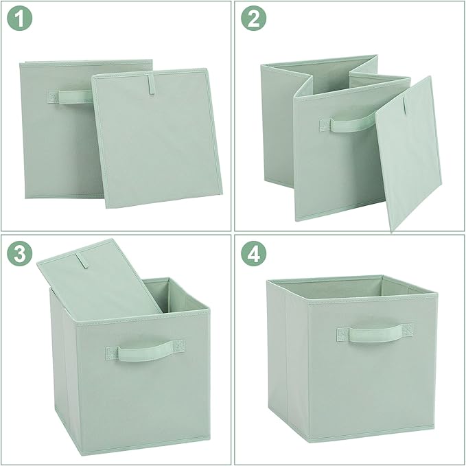 Stero 13x13x13 Inch Fabric Storage Bins 6 Pack Fun Colored Storage Cubes with Handles Foldable Cube Baskets for Home, Kids, Closet and Toys Organizer, Cyan, Green, Yellow