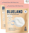 BLUELAND Oxi Laundry Booster Powder Refill 2-Pack, Fragrance Free & Clear, 50 Loads, 35.2 oz, Plastic-Free, Eco Friendly, Oxy Cleaner, Stain Remover