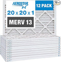 Aerostar 20x20x1 MERV 13-12 Count - Pleated Furnace & Air Conditioner Filters - Removes Bacteria, Dust, Cold & Flu Germs, Lint, Mold, Pet Dander, Allergy-Causing Pollen, Smog, Smoke & Viruses