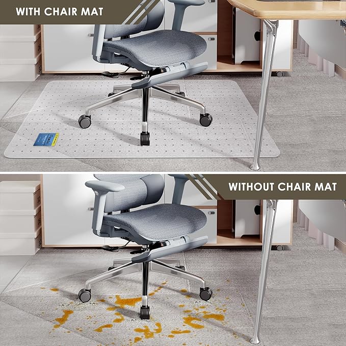 Azadx Heavy Duty Office Chair Mat for Carpet 32" x 55" Hard Material Chair Mat for Carpeted Floor Non-Slip Carpet Protector for Office Easy Glide Desk Floor Mat for Office Chair on Carpets 2 Pack