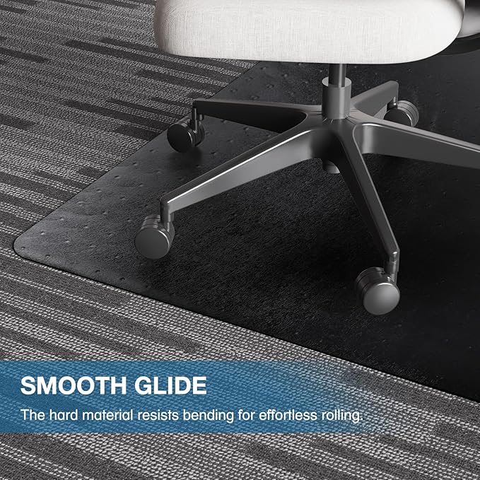 Chair Mat for Carpet, 36" x 48" Desk Chair Mat for Carpeted Floors, Non-Slip Office Vinyl Mat for Carpet with Studded, Easy Glide Heavy Duty Floor Protector Mat for Home Office, Black