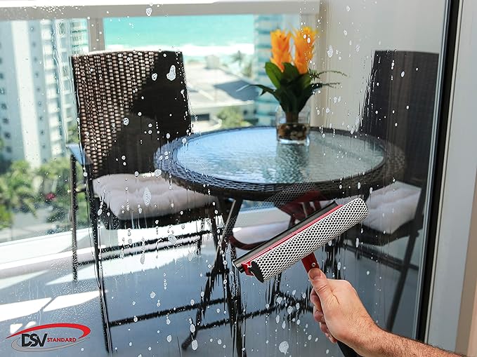 DSV Standard Window Squeegee for Window Cleaning, Window Cleaner Tool for Car Windshield, Shower Door, Boat | 2-in-1 Mini Squeegee for Home | Windshield Squeegee Kit for Car Windows