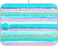 Turquoise Stripe Dish Drying Mat for Kitchen Countertop 16x18 Rectangle Teal Aqua Small Drying Mat Reusable Quick Dry Dish Sink Absorbent Mats Dishwasher Easy Clean Decorative Home Decor Essentials
