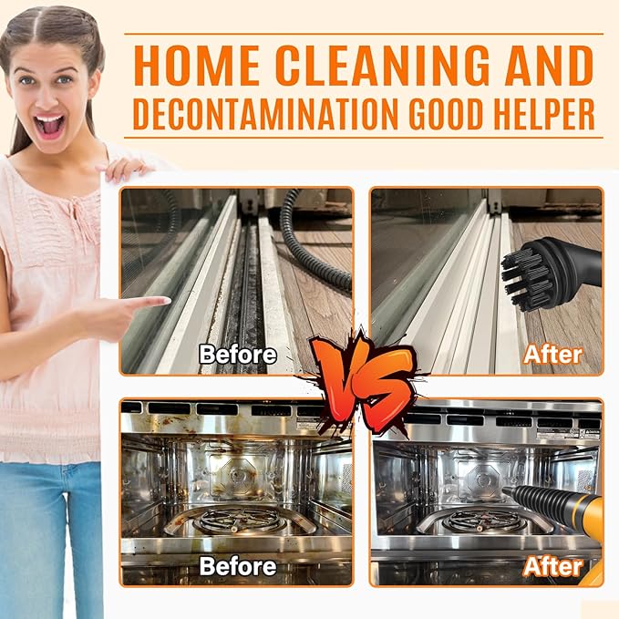 Steam Cleaner, Portable Multi-Surface Handheld Steam Cleaner for Home Use with 11 Accessories, All Natural Continuous Steam, Steamer for Deep Cleaning Tile, Grout, Window, Couch, Car, Bathroom,Kitchen