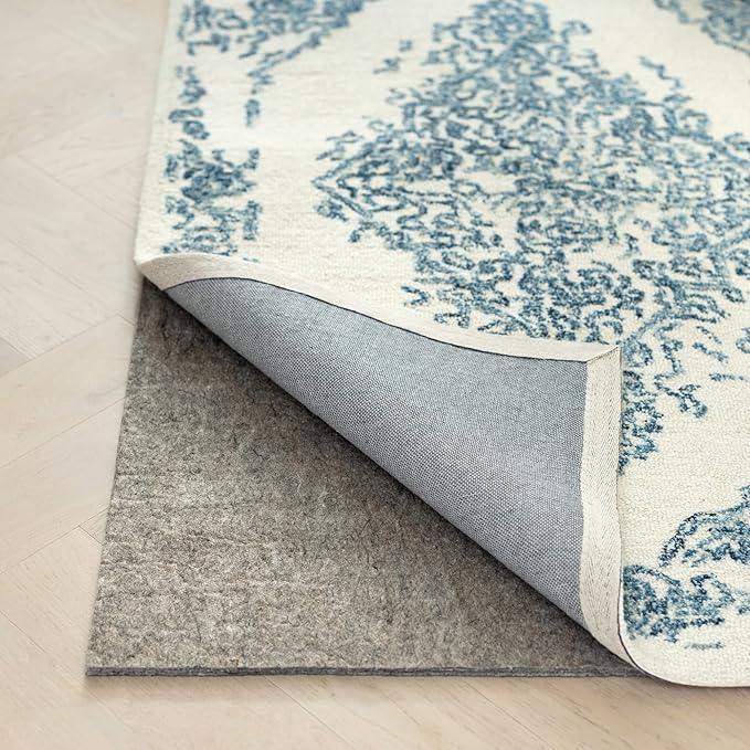 RUGPADUSA - Dual Surface - 5' Square - 3/8" Thick - Felt + Rubber - Enhanced Non-Slip Rug Pad - Adds Comfort and Protection - for Hard Surface Floors