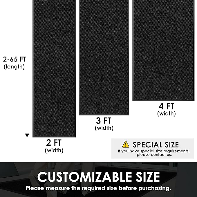 4′ x 6′ Front Door Mat Indoor Outdoor Entrance, Commercial Floor Mat Heavy Duty Dirt Trapper Entryway Doormat, Custom Size Non Slip Rubber Backing Welcome mat, Door Mat for High Traffic Area