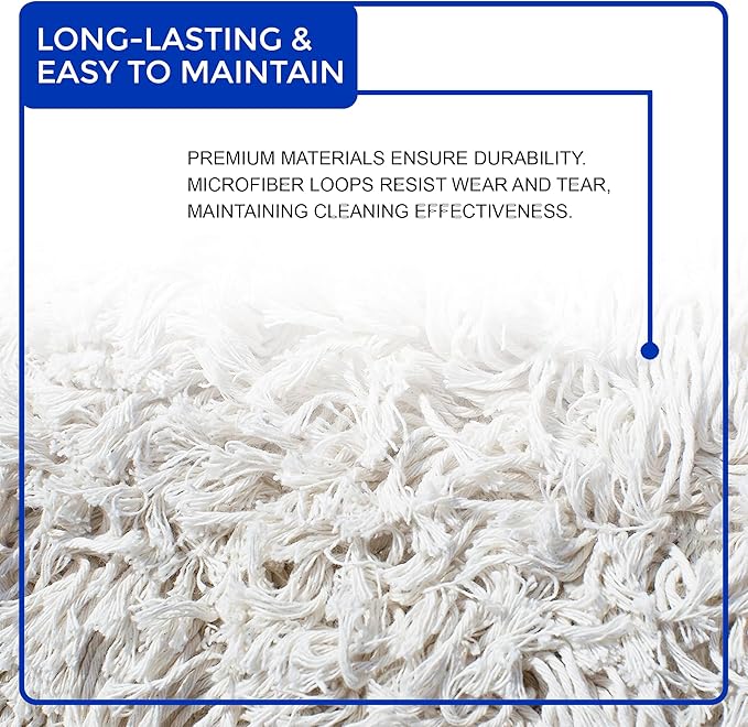 Nine Forty 48" Premium Cotton Dust Mop Kit - Heavy Duty Mop Head with Wood Handle for Industrial, Commercial, and Residential Cleaning - Dry Floor Duster for Hardwood Surfaces - White