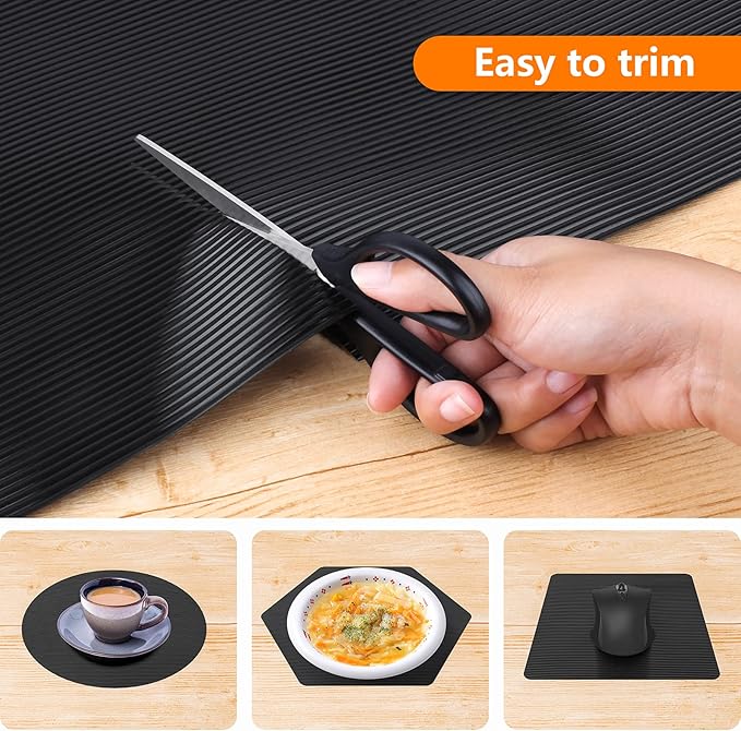 Shelf Liners for Kitchen Cabinets Non Adhesive Drawer Liner EVA Material Cupboard Mat Refrigerator Mats Washable Fridge Liner for Cabinet, Storage and Desks 11.8 x 59 Inches Black