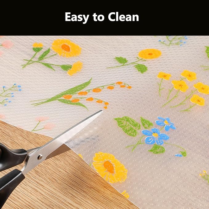 INNOLITES Non-Slip Shelf Liner – Cabinet & Drawer Liner Non-Adhesive – Waterproof Oil-Proof – Durable EVA with Floral for Kitchen Cabinets Refrigerator – BPA-Free, Easy to Cut 17.7" x 78.7"