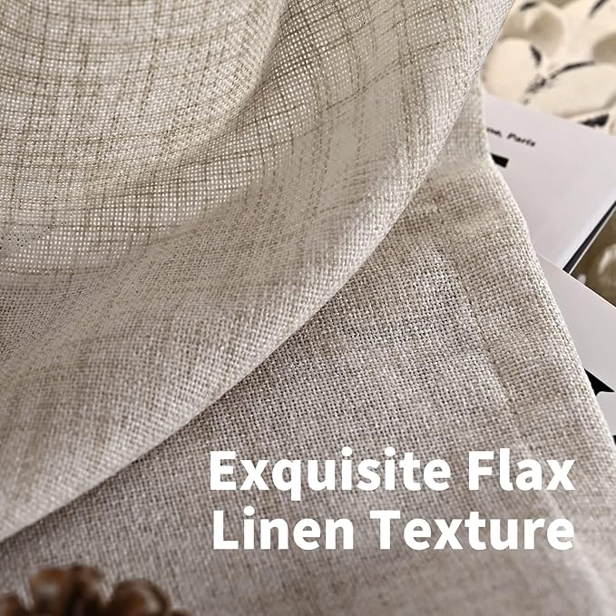 YoungsTex Natural Linen Semi Sheer Curtains 72 Inch Length 2 Panels for Living Room, Light Filtering Drapes Textured with Rod Pocket Back Tab for Bedroom Country Farmhouse, 42 X 72 Inch