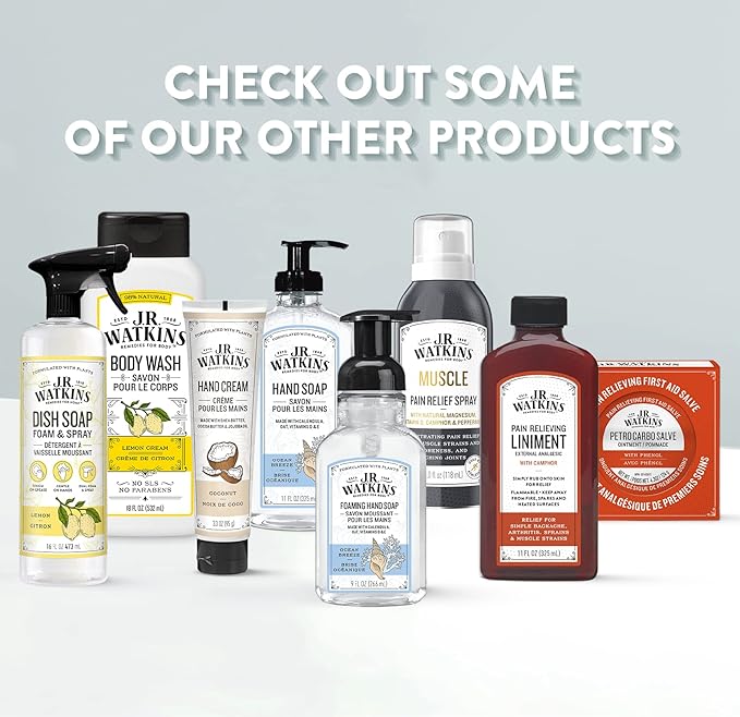 J.R. Watkins Gel Hand Soap Refill Pouch, Scented Liquid Hand Wash for Bathroom or Kitchen, USA Made and Cruelty Free, 34 fl oz, Lemon, 2 Pack