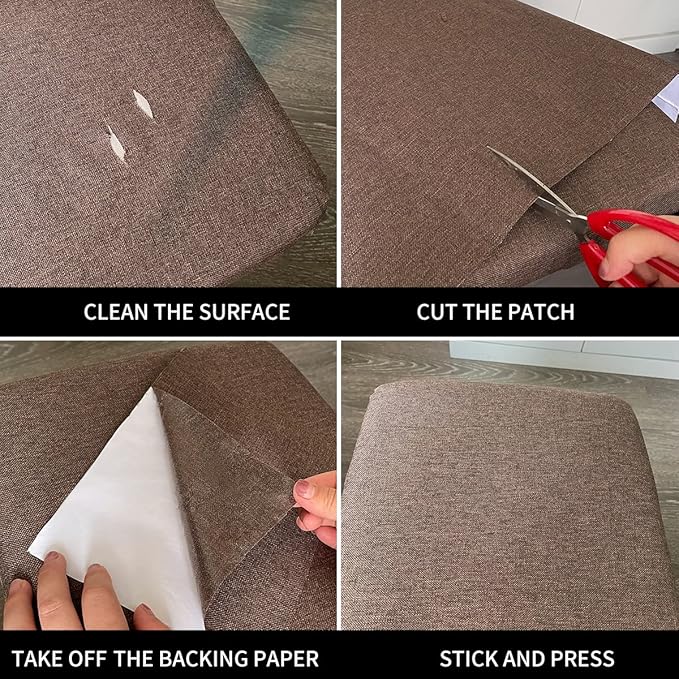 Fabric Repair Patches, 17X79 Inch Linen Repair Tape Self-Adhesive Fabric Patches Durable, DIY Large Linen Tape for Sofa, Couches, Furniture, Chair, Clothing （17X79 Inch, Grey）