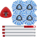 Spin Mop Head, Base, Handle Replacement for O-Ceda RinseClean 2 Tank System,4 Microfiber Mop Refills, 1 Base and 30-58in Handl Set Combo (Blue 2 Tank System)