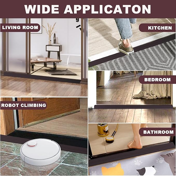 Vinyl Door Threshold Flooring Transition Strip Self Adhesive Carpet Edging Strip for Laminate Doorway Edge Threshold from 2/5" to 3/5" (Black Walnut Wood Grain, 3.3 Ft)